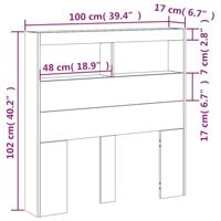 Hoofdbordkast met LED-verlichting 100x17x102 cm gerookt eiken - thumbnail