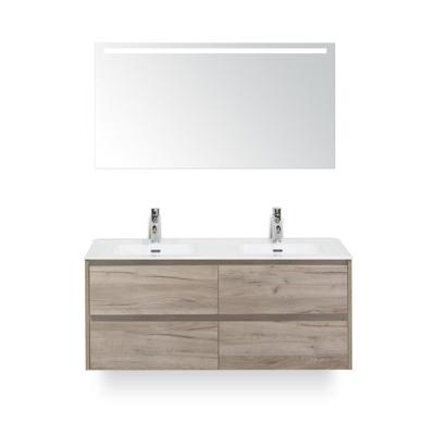 Dante Badmeubelset 120 cm - 4 laden Craft Oak - Keramische Wastafel Wit Cover - met Sence Spiegel