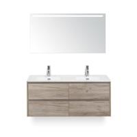 Dante Badmeubelset 120 cm - 4 laden Craft Oak - Keramische Wastafel Wit Cover - met Sence Spiegel - thumbnail