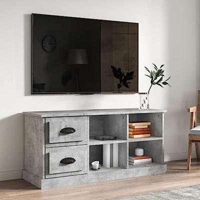 Tv-meubel 102x35,5x47,5 cm bewerkt hout betongrijs