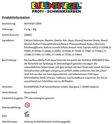 Creativ Company Eulenspiegel schmink - motieven set, leeuw, diverse kleuren, 1 set