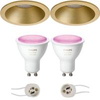 Pragmi Pollon Pro - Inbouw Rond - Mat Goud - Verdiept - Ø82mm - Philips Hue - LED Spot Set GU10 - White and Color Ambiance - Bluetooth - thumbnail