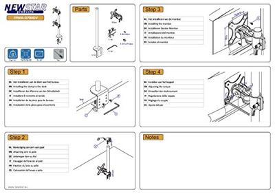 Neomounts FPMA-D700DV Monitor-tafelbeugel 2-voudig 25,4 cm (10) - 68,6 cm (27) Zwart In hoogte verstelbaar, Kantelbaar, Zwenkbaar, Roteerbaar