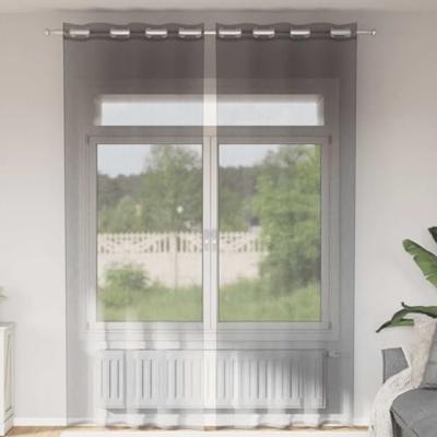 VidaXL Gordijnen voile met doorvoertules 2 st 140x300 cm donkergrijs VidaXL Gordijnen voile met doorvoertules 2 st 140x300 cm donkergrijs