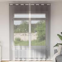 VidaXL Gordijnen voile met doorvoertules 2 st 140x300 cm donkergrijs - thumbnail