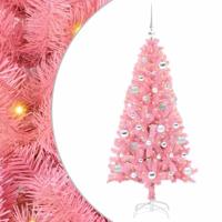 VidaXL Kerstboom met 150 led met standaard roze 150 cm pvc - thumbnail