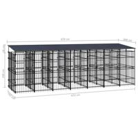 Hondenkennel met dak 12,9 m² staal - thumbnail