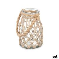 Kaarshouder Gift Decor Transparant Natuurlijk Glas Touw 14 x 21 cm 16 x 21 x 14 cm Tin (6 Stuks) - thumbnail