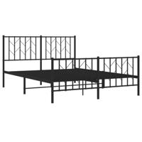 Bedframe met hoofd- en voeteneinde metaal zwart 140x200 cm - thumbnail