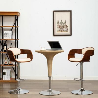 VidaXL Barkruk gebogen hout en kunstleer crèmekleurig