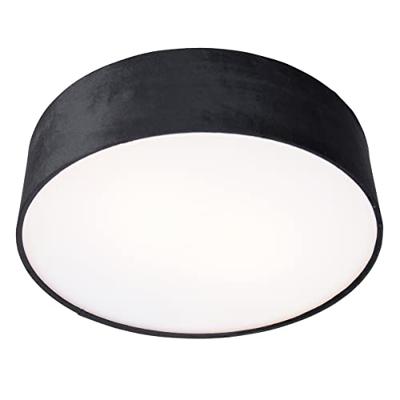 QAZQA Moderne plafondlamp zwart 40 cm met gouden binnenkant - Drum