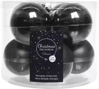 Docoris kerstballen glas 8st zwart 7cm - thumbnail