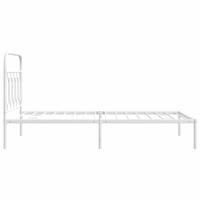 Bedframe met hoofdbord metaal wit 107x203 cm - thumbnail