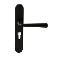 Hardbrass Deurkruk Mikonos op ovaal langschild profielcilindergat 55mm - zwart - thumbnail
