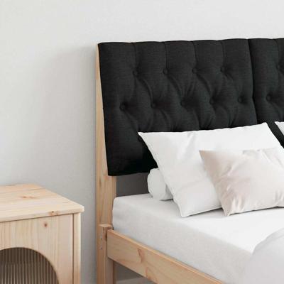 Gestoffeerd hoofdbord Zwart 120 cm Massief grenenhout