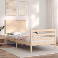 Bedframe met hoofdbord massief hout - thumbnail
