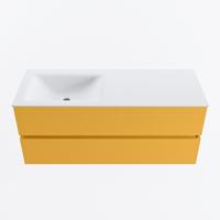 MONDIAZ VICA 120cm badmeubel onderkast Ocher 2 lades. Wastafel CLOUD links 1 kraangat, kleur Talc. - thumbnail