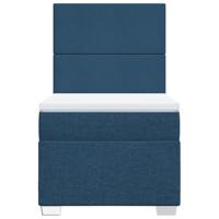 Boxspring met matras stof blauw 90x190 cm - thumbnail