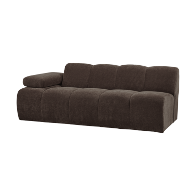 Woood Mojo 2-zits bank arm links ribstof Bruin