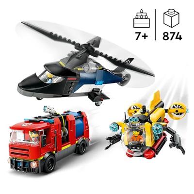 LEGO CITY helikopter, brandweerauto en onderzeeër remix 60462 - thumbnail