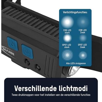 Ansmann Sensor-Stirnlampe HD240RS Hoofdlamp COB LED werkt op Li-ion oplaadbare batterij 240 lm 12.5 h