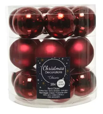 Decoris kerstballen glas rood 4cm 18st Decoris kerstballen glas rood 4cm 18st