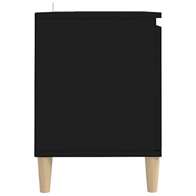 VidaXL Tv-meubel met massief houten poten 103,5x35x50 cm zwart VidaXL Tv-meubel met massief houten poten 103,5x35x50 cm zwart