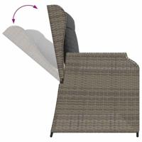 3-delige Loungeset met kussens poly rattan grijs - thumbnail