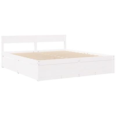 Bed met lades en matras massief grenenhout wit 180x200 cm