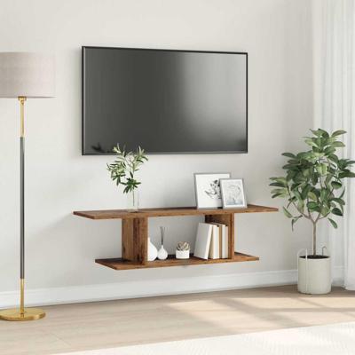 TV-kast met plank met opslag Bruin 103 x 30 x 26,5 cm Bewerkt hout TV-kast met plank met opslag Bruin 103 x 30 x 26,5 cm Bewerkt hout