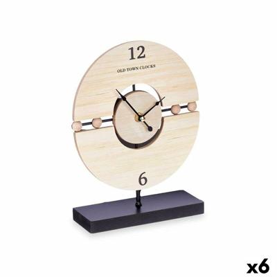Tafelklok Gift Decor Zwart Hout Ballen (6 Stuks)