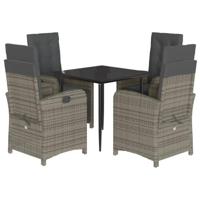 5-delige Tuinset met kussens poly rattan grijs - thumbnail