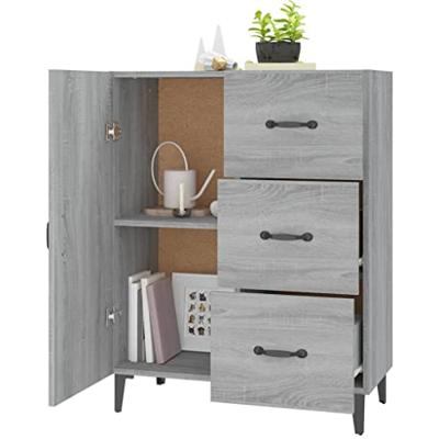 Dressoir 69,5x34x90 cm bewerkt hout grijs sonoma eikenkleurig