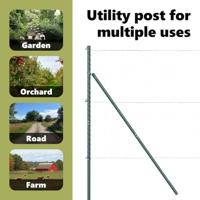 VidaXL Afrasteringspaal 7 pcs groen staal - thumbnail