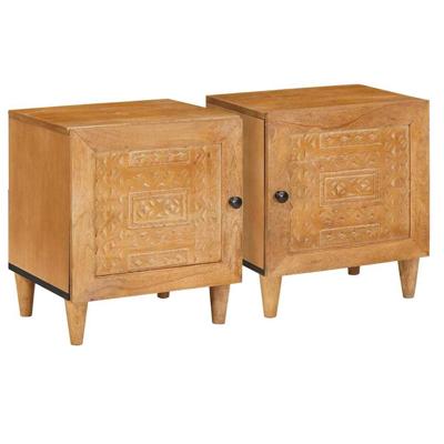 Nachtkastje 2 pcs Lichtbruin 40 x 33 x 46 cm massief mangohout