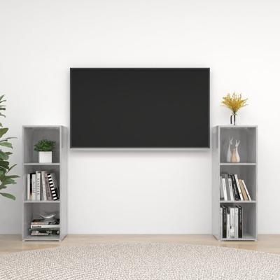 Tv-meubelen 2 st 107x35x37 cm bewerkt houtbetongrijs
