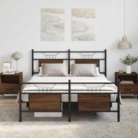 Bedframe zonder matras bewerkt hout bruin eikenkleur 140x190 cm - thumbnail