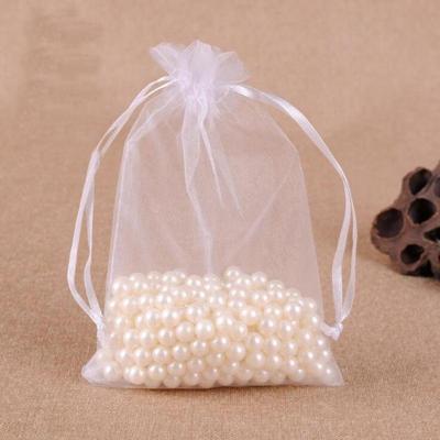 100 PCS geschenk zakken sieraden organza zakje bruiloft verjaardag partij drawable zakjes Gift Bag grootte: 7X9cm (wit)