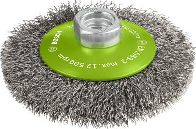 Bosch Accessories Schuine borstel Clean for Inox, gegolfd, roestvrij, 100 mm, 0,35 mm, 12.500 omw/min, M14 Bosch Power Tools 2608622108 1 stuk(s)