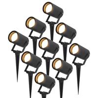 Set van 9 Spikey dimbare LED prikspots - excl. GU10 - Wandspot - IP65 voor binnen en buiten - Grondspies - Zwart - thumbnail