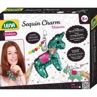 Lena sleutelhangerset Unicorn meisjes kunstleer roze 8 delig - thumbnail