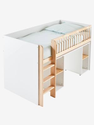 Combinatie mezzaninebed + uitschuifbureau GECKO wit