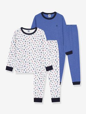 Set van 2 pyjama's voor kinderen van bedrukt katoen PETIT BATEAU blauw