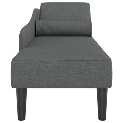 Chaise longue met kussens stof donkergrijs