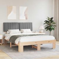 Bedframe met Gevoerd Hoofdgedeelte Lichtgrijs 160 x 200 cm - thumbnail