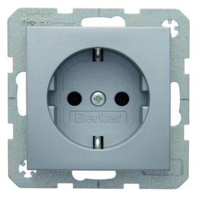 Berker S1 wandcontactdoos met randaarde 1-voudig aluminium