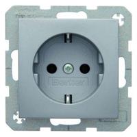 Berker S1 wandcontactdoos met randaarde 1-voudig aluminium - thumbnail