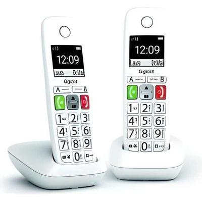 Gigaset E290 Duo Draadloze telefoon, wit, 2 handsets met groot display met achtergrondverlichting, grote knoppen, oproepblokkering