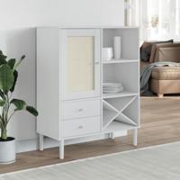 Hoge kast SENJA 90x40x112 cm rattan look massief grenenhout wit - thumbnail