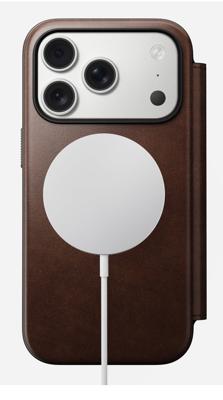 Nomad Horween leather folio iPhone 17 Pro Max - Rustic Brown